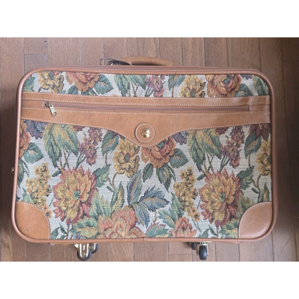 Vintage Palladio Luggage Softshell Suitcase with Floral Design 21"